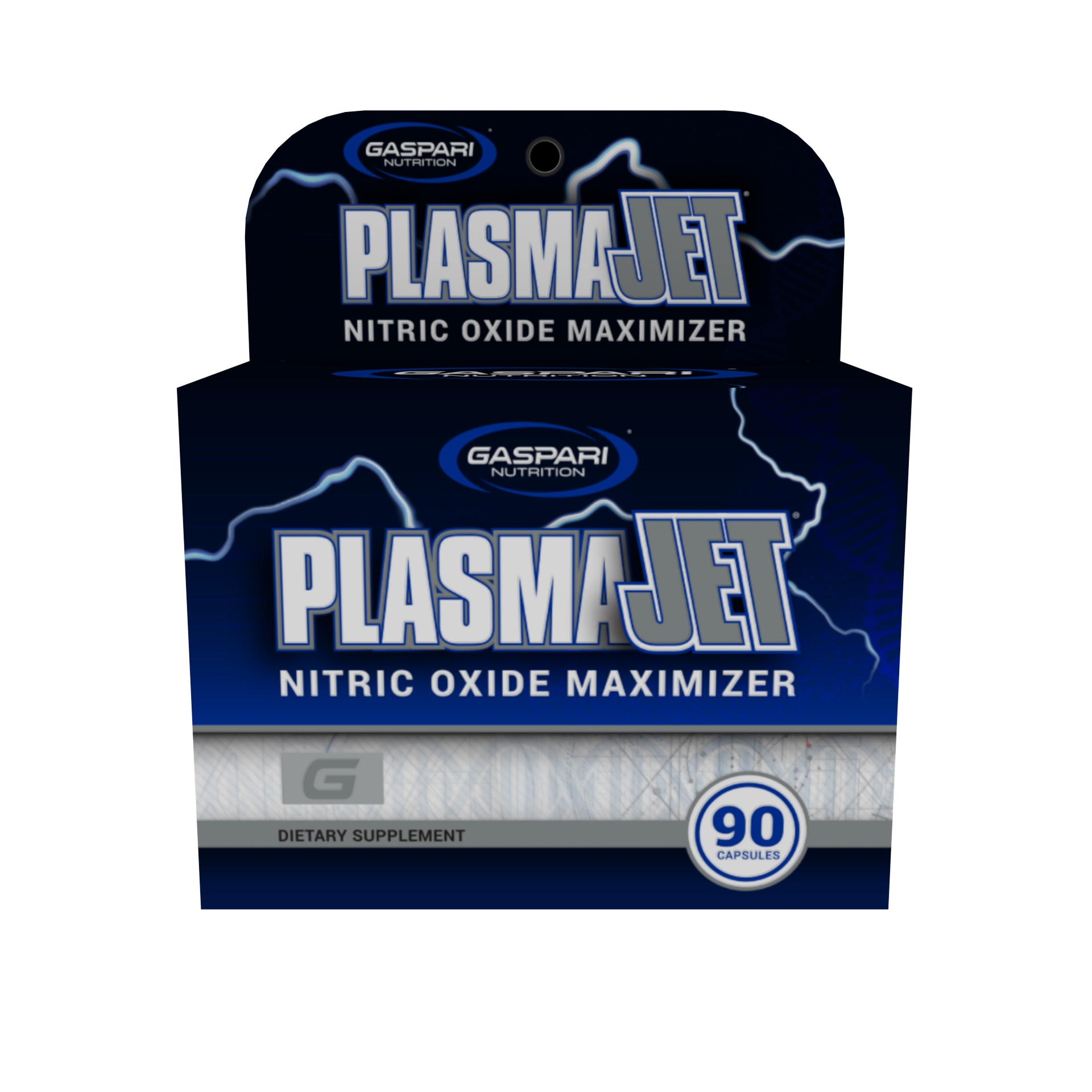 PLASMAJET Nitric Oxide Maximizer supplement box showcasing bold branding and product details.