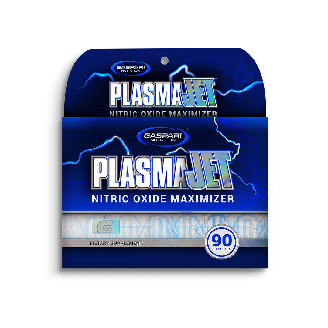 Front view of PLASMAJET Nitric Oxide Maximizer package with vibrant colors and eye-catching design.