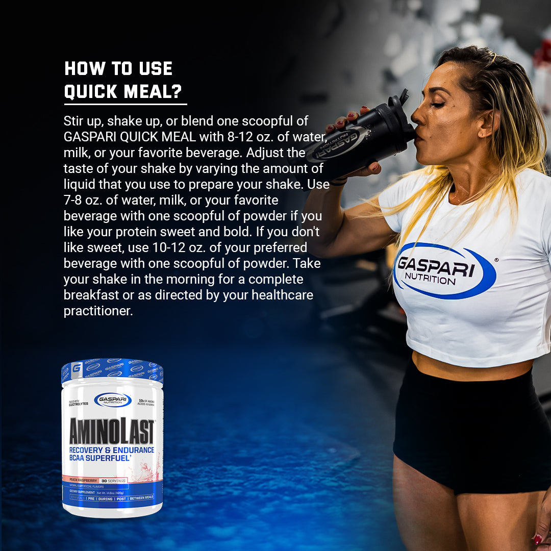 Instructions on how to use Gaspari Nutrition Quick Meal | Real Food Blend for best taste and preparation tips.